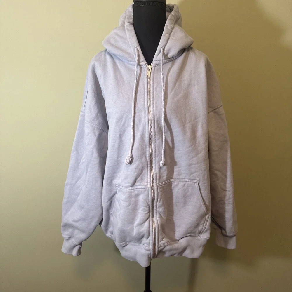BRANDY MELVILLE John Galt Christy Hoodie Oversized Full-Zip Jacket Blue One Size